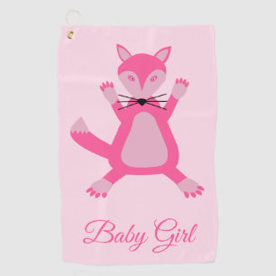Pretty Pink Baby Girl Fox Custom Golf Towel