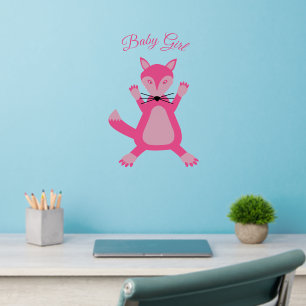Pretty Pink Baby Girl Fox Custom Nursery Wall Decal