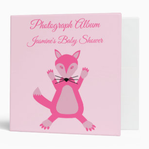 Pretty Pink Baby Girl Fox Custom Photo Album 3 Ring Binder