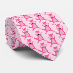Pretty Pink Baby Girl Fox Patterned Neck Tie