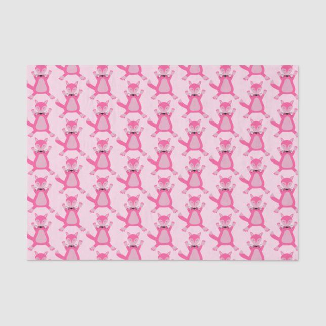 Pretty Pink Baby Girl Fox Patterned Tissue Paper (Front)