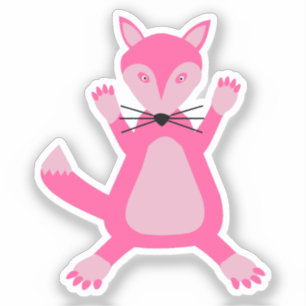 Pretty Pink Baby Girl Fox Sticker