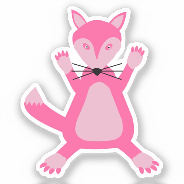 Pretty Pink Baby Girl Fox Sticker (Front)