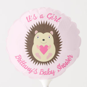 Pretty Pink Baby Girl Hedgehog Baby Shower Balloon