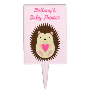 Pretty Pink Baby Girl Hedgehog Baby Shower Cake Topper