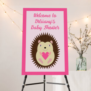 Pretty Pink Baby Girl Hedgehog Baby Shower Foam Board