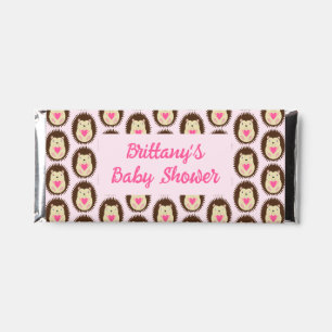 Pretty Pink Baby Girl Hedgehog Baby Shower Hershey Bar Favors