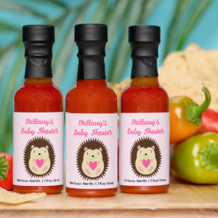 Pretty Pink Baby Girl Hedgehog Baby Shower Hot Sauces