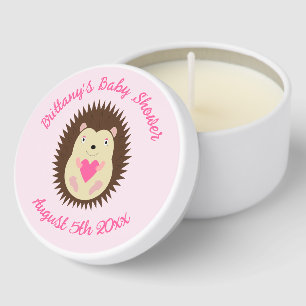 Pretty Pink Baby Girl Hedgehog Baby Shower Mini Candle Favors