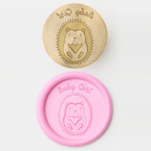 Pretty Pink Baby Girl Hedgehog Baby Shower Wax Seal Stamp