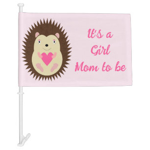 Pretty Pink Baby Girl Hedgehog Custom Car Flag