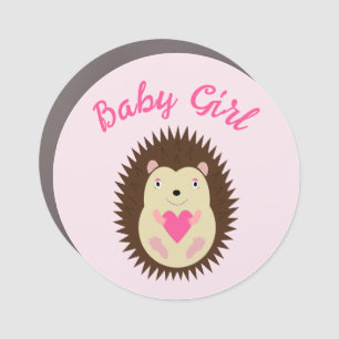 Pretty Pink Baby Girl Hedgehog Custom Car Magnet