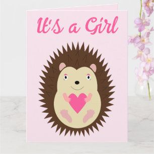 Pretty Pink Baby Girl Hedgehog Custom Card