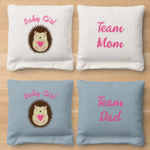 Pretty Pink Baby Girl Hedgehog Custom Cornhole Bags