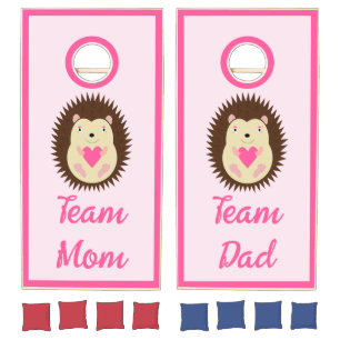 Pretty Pink Baby Girl Hedgehog Custom Cornhole Set