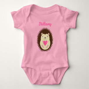 Pretty Pink Baby Girl Hedgehog Custom Name Bodysuit