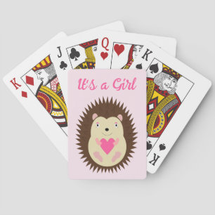 Pretty Pink Baby Girl Hedgehog Custom Poker Cards