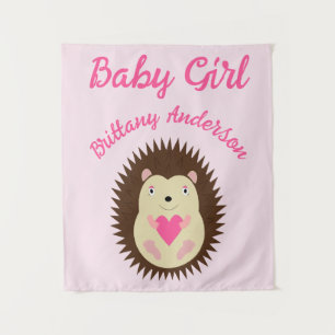 Pretty Pink Baby Girl Hedgehog Custom Tapestry