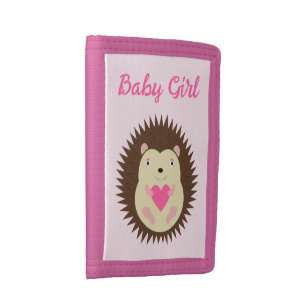 Pretty Pink Baby Girl Hedgehog Custom Tri-fold Wallet