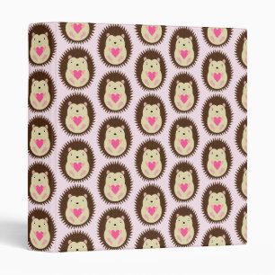 Pretty Pink Baby Girl Hedgehog Patterned 3 Ring Binder