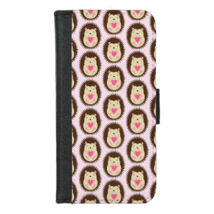 Pretty Pink Baby Girl Hedgehog Patterned iPhone 8/7 Wallet Case