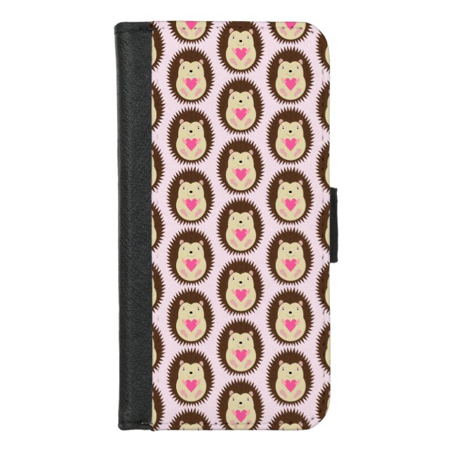 Pretty Pink Baby Girl Hedgehog Patterned iPhone Wallet Case (Front)