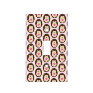 Pretty Pink Baby Girl Hedgehog Patterned Light Switch Cover