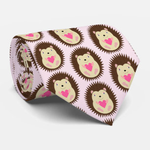 Pretty Pink Baby Girl Hedgehog Patterned Neck Tie