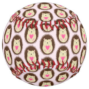 Pretty Pink Baby Girl Hedgehog Patterned Softball