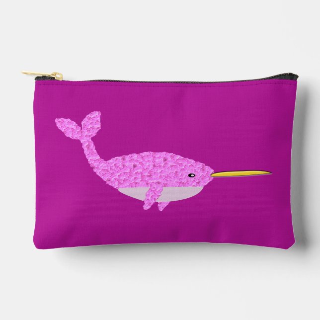 Pretty Pink Baby Girl Narwhal Accessory Pouch (Front)