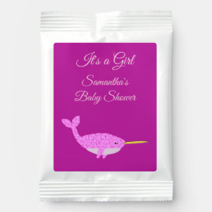 Pretty Pink Baby Girl Narwhal Baby Shower Custom Margarita Drink Mix