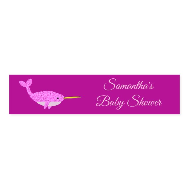 Pretty Pink Baby Girl Narwhal Baby Shower Custom Napkin Bands (Unfolded)