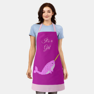 Pretty Pink Baby Girl Narwhal Custom Apron