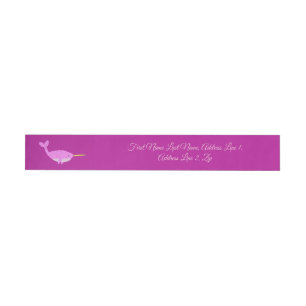 Pretty Pink Baby Girl Narwhal Custom Baby Shower Wrap Around Address Label
