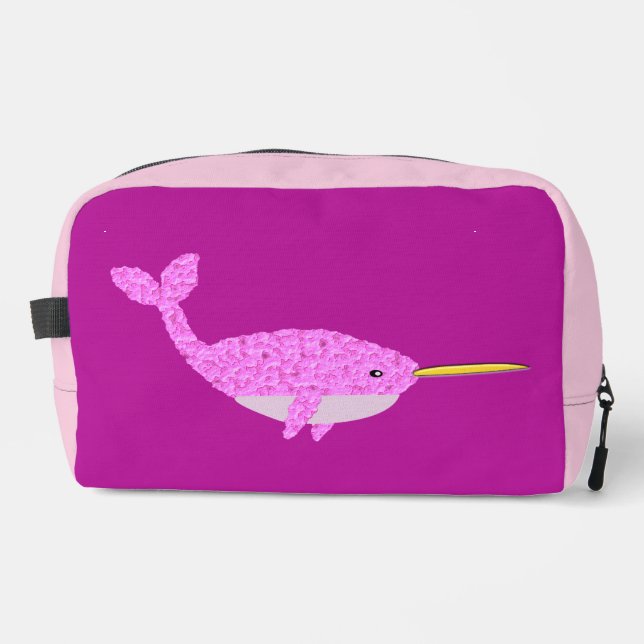 Pretty Pink Baby Girl Narwhal Dopp Kit (Front)