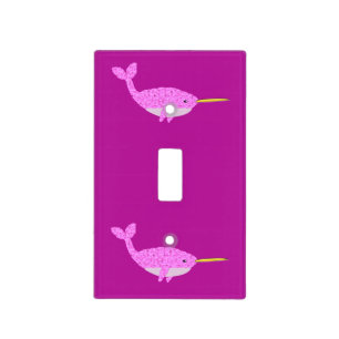 Pretty Pink Baby Girl Narwhal Nursery Light Switch Cover