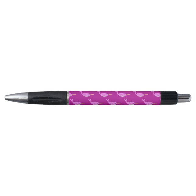 Pretty Pink Baby Girl Narwhal Patterned Pen (Front)
