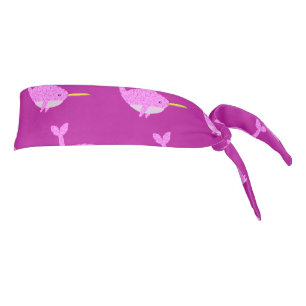 Pretty Pink Baby Girl Narwhal Patterned Tie Headband