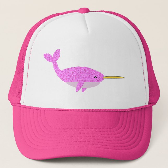 Pretty Pink Baby Girl Narwhal Trucker Hat (Front)