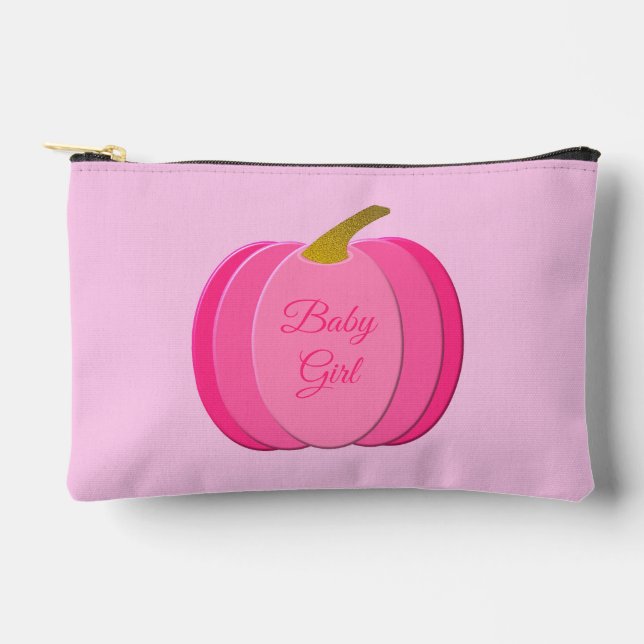 Pretty Pink Baby Girl Pumpkin Custom Accessory Pouch (Front)