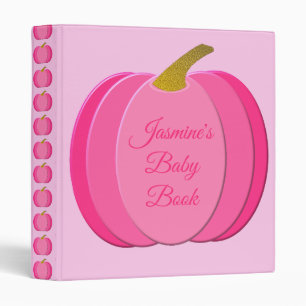 Pretty Pink Baby Girl Pumpkin Custom Baby Book 3 Ring Binder