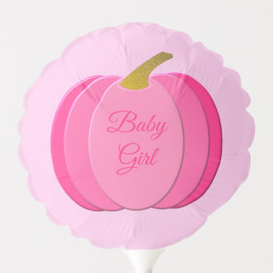Pretty Pink Baby Girl Pumpkin Custom Baby Shower Balloon