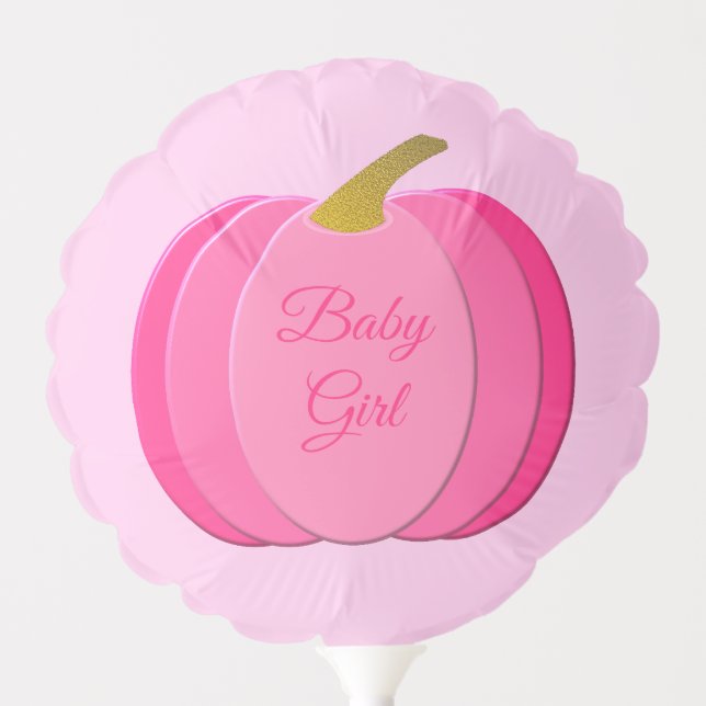 Pretty Pink Baby Girl Pumpkin Custom Baby Shower Balloon (Front)