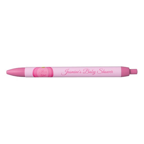 Pretty Pink Baby Girl Pumpkin Custom Baby Shower Black Ink Pen