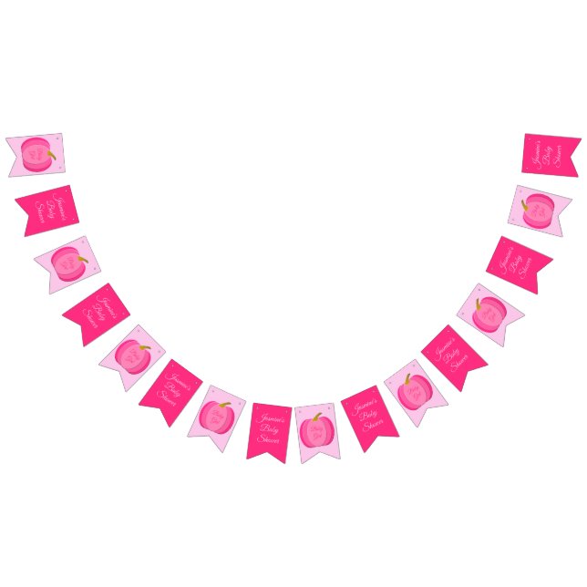 Pretty Pink Baby Girl Pumpkin Custom Baby Shower Bunting Flags (All)