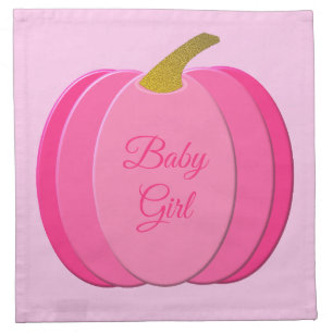 Pretty Pink Baby Girl Pumpkin Custom Baby Shower Cloth Napkin