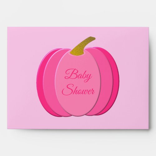 Pretty Pink Baby Girl Pumpkin Custom Baby Shower Envelope
