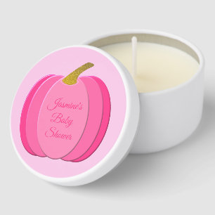 Pretty Pink Baby Girl Pumpkin Custom Baby Shower Mini Candle Favors