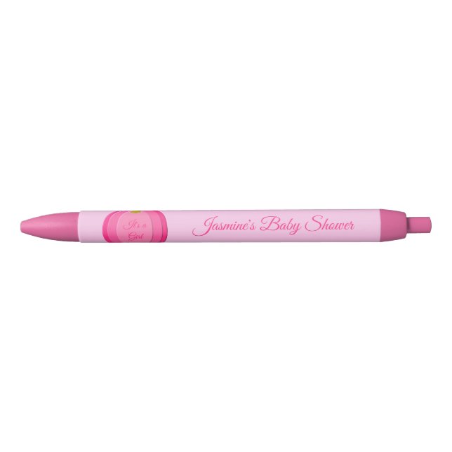 Pretty Pink Baby Girl Pumpkin Custom Baby Shower Pen (Front)