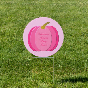 Pretty Pink Baby Girl Pumpkin Custom Baby Shower Sign